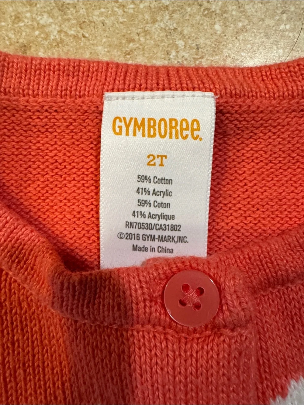 Gymboree Coral Knit Cardigan with White & Navy Daisy